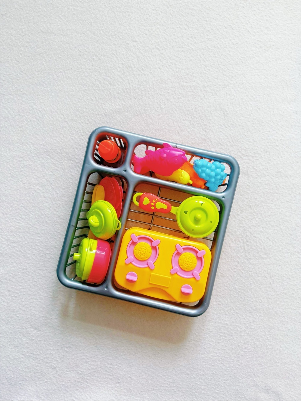 Kids Play Kitchen Cookware & Food Set with Dish Drying Rack Pretend Play 23pcs